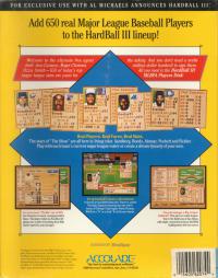 DOS - Hardball III MLBPA Players Disk Box Art Back