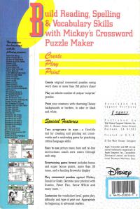 DOS - Mickey's Crossword Puzzle Maker Box Art Back