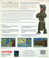 DOS - Sid Meier's Colonization Box Art Back