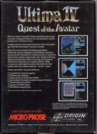 DOS - Ultima IV Quest of the Avatar Box Art Back