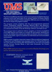 DOS - UMS The Universal Military Simulator Box Art Back