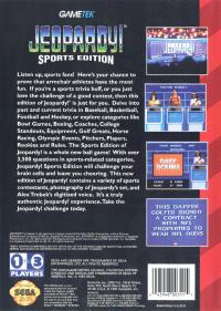 Genesis - Jeopardy! Sports Edition Box Art Back