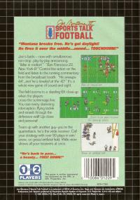Genesis - Joe Montana II Sports Talk Football Box Art Back