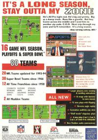 Genesis - Madden NFL '94 Box Art Back