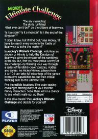 Genesis - Mickey's Ultimate Challenge Box Art Back