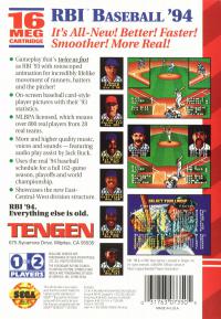 Genesis - R.B.I. Baseball '94 Box Art Back