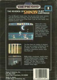 Genesis - The Revenge of Shinobi Box Art Back