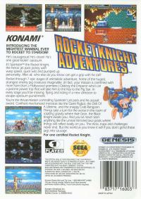 Genesis - Rocket Knight Adventures Box Art Back