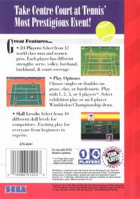 Genesis - Wimbledon Championship Tennis Box Art Back