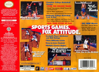 N64 - Fox Sports College Hoops '99 Box Art Back