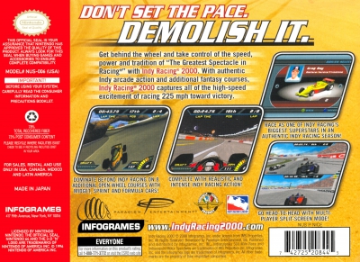 N64 - Indy Racing 2000 Box Art Back