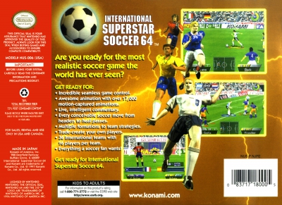 N64 - International Superstar Soccer 64 Box Art Back