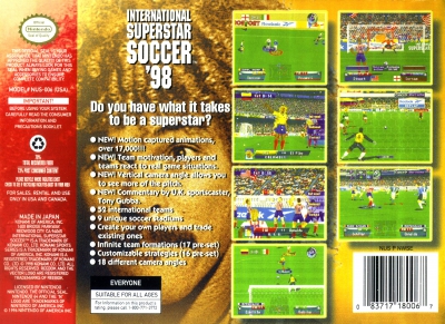 N64 - International Superstar Soccer '98 Box Art Back