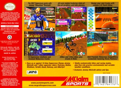 N64 - Jeremy McGrath Supercross 2000 Box Art Back
