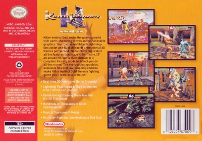 N64 - Killer Instinct Gold Box Art Back