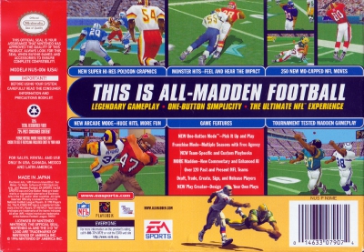 N64 - Madden NFL 99 Box Art Back