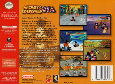 N64 - Mickey's Speedway USA Box Art Back