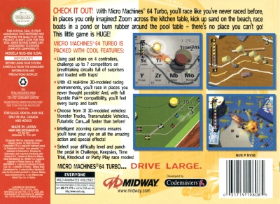 N64 - Micro Machines 64 Turbo Box Art Back