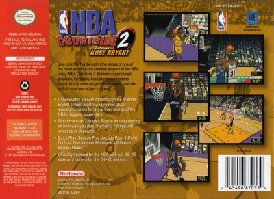 N64 - NBA Courtside 2 Featuring Kobe Bryant Box Art Back
