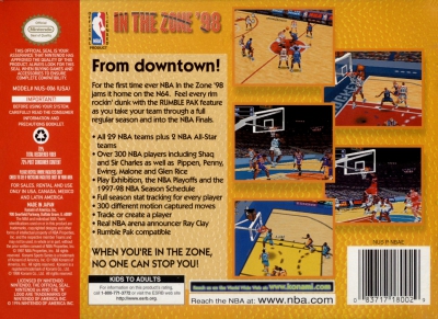 N64 - NBA In The Zone '98 Box Art Back