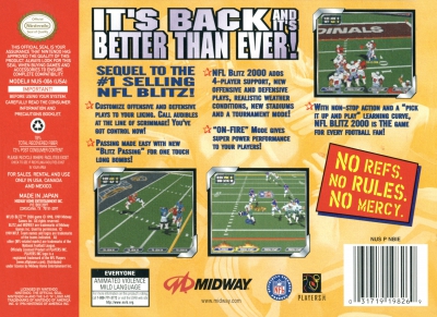 N64 - NFL Blitz 2000 Box Art Back