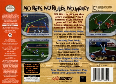 N64 - NFL Blitz 2001 Box Art Back