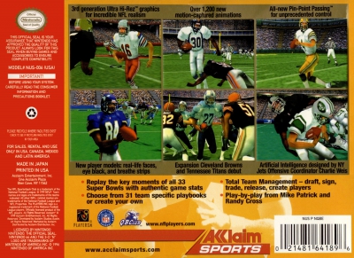 N64 - NFL Quarterback Club 2000 Box Art Back