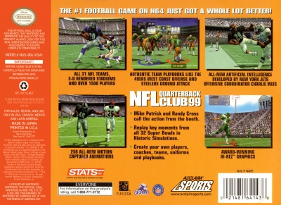 N64 - NFL Quarterback Club 99 Box Art Back