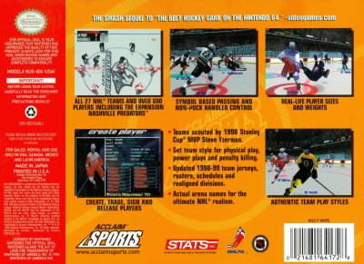 N64 - NHL Breakaway 99 Box Art Back