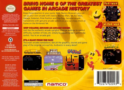 N64 - Namco Museum 64 Box Art Back