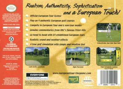 N64 - PGA European Tour Box Art Back