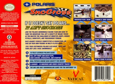 N64 - Polaris SnoCross Box Art Back