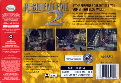 N64 - Resident Evil 2 Box Art Back