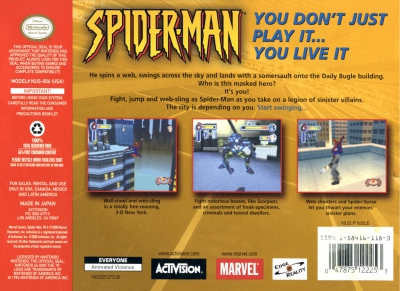 N64 - Spider Man Box Art Back