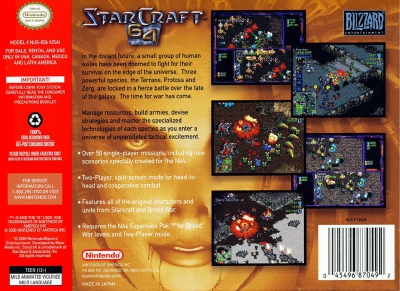 N64 - StarCraft 64 Box Art Back