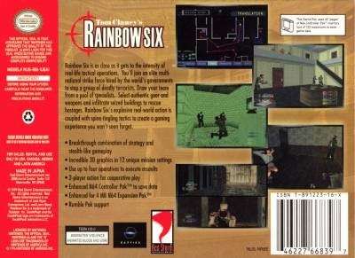 N64 - Tom Clancy's Rainbow Six Box Art Back