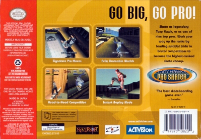 N64 - Tony Hawk's Pro Skater Box Art Back