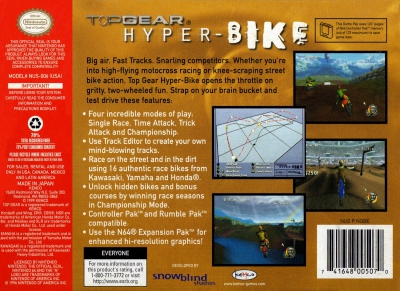 N64 - Top Gear Hyper Bike Box Art Back
