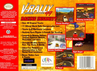 N64 - V Rally Edition 99 Box Art Back