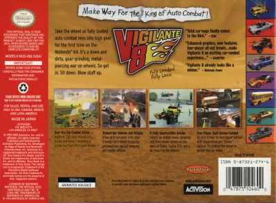N64 - Vigilante 8 Box Art Back