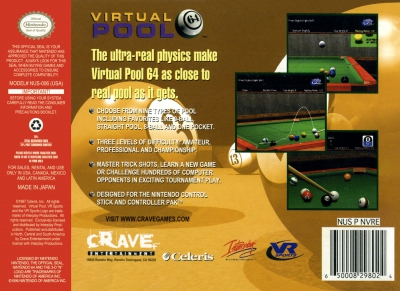 N64 - Virtual Pool 64 Box Art Back