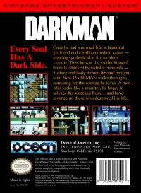 NES - Darkman Box Art Back