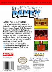 NES - Day Dreamin' Davey Box Art Back