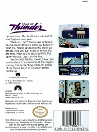 NES - Days of Thunder Box Art Back