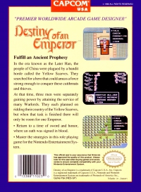NES - Destiny of an Emperor Box Art Back