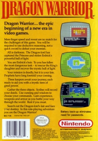 NES - Dragon Warrior Box Art Back