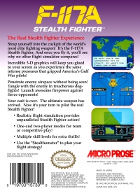 NES - F 117A Stealth Fighter Box Art Back