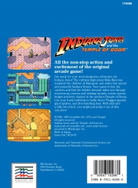 NES - Indiana Jones and the Temple of Doom Box Art Back