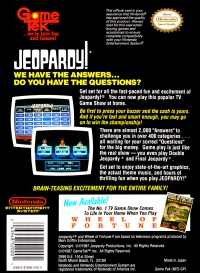 NES - Jeopardy Box Art Back