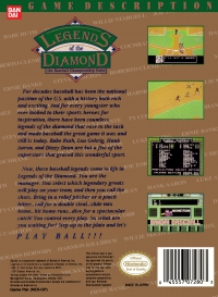NES - Legends of the Diamond Box Art Back